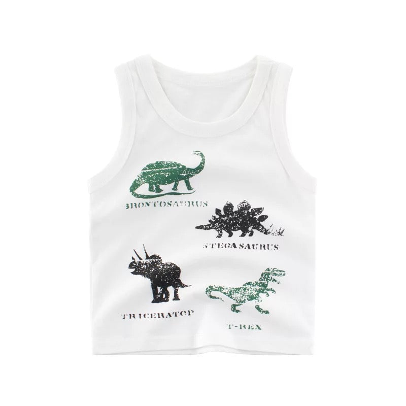 ‘Dino’ Sleeveless Tank in WHITE