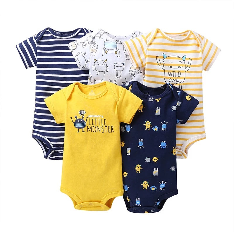 5-Piece Lil Monster Baby Bodysuits