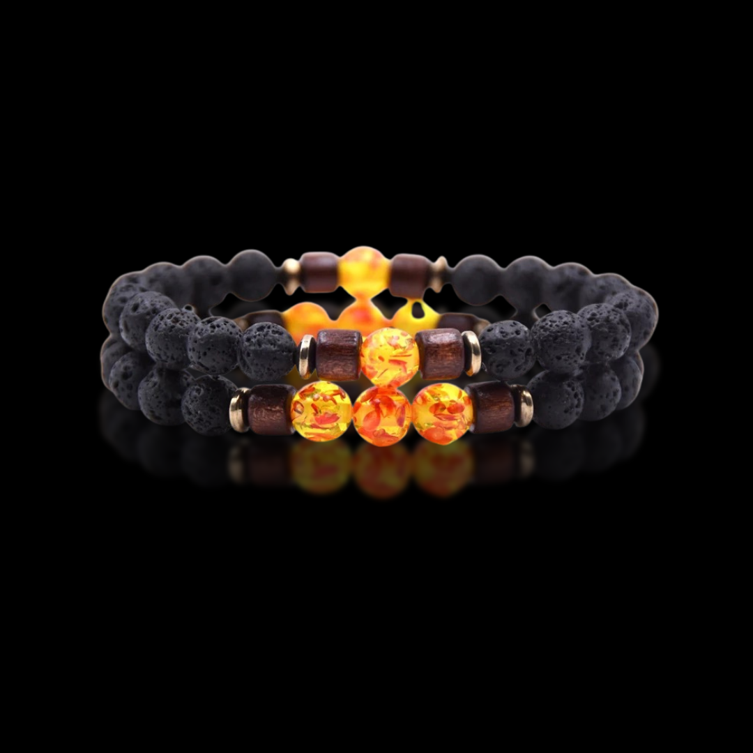 THE SUN GOD | LAVA STONE WOOD BRACELET