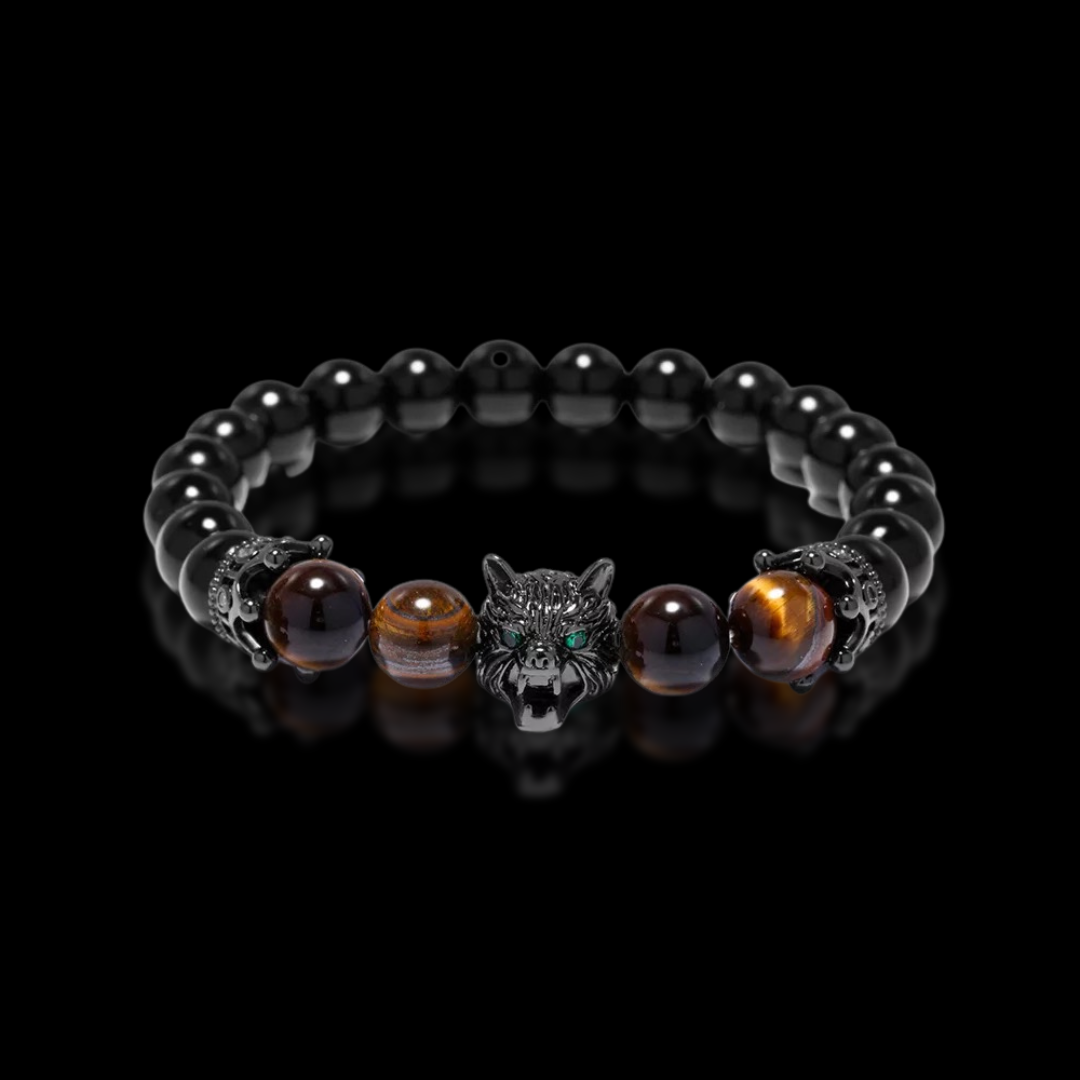 THE VIKING BLACK | OBSIDIAN WOLF BRACELET